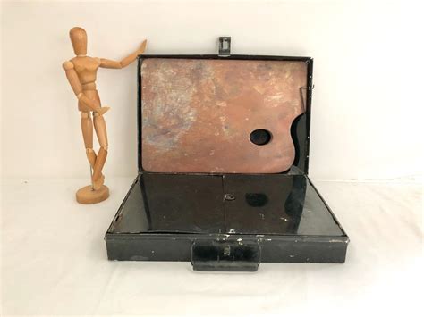 vintage metal artist paint box|shallow drawers for artist.